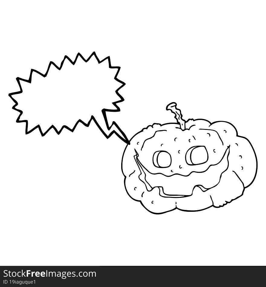 Speech Bubble Cartoon Halloween Pumpkin