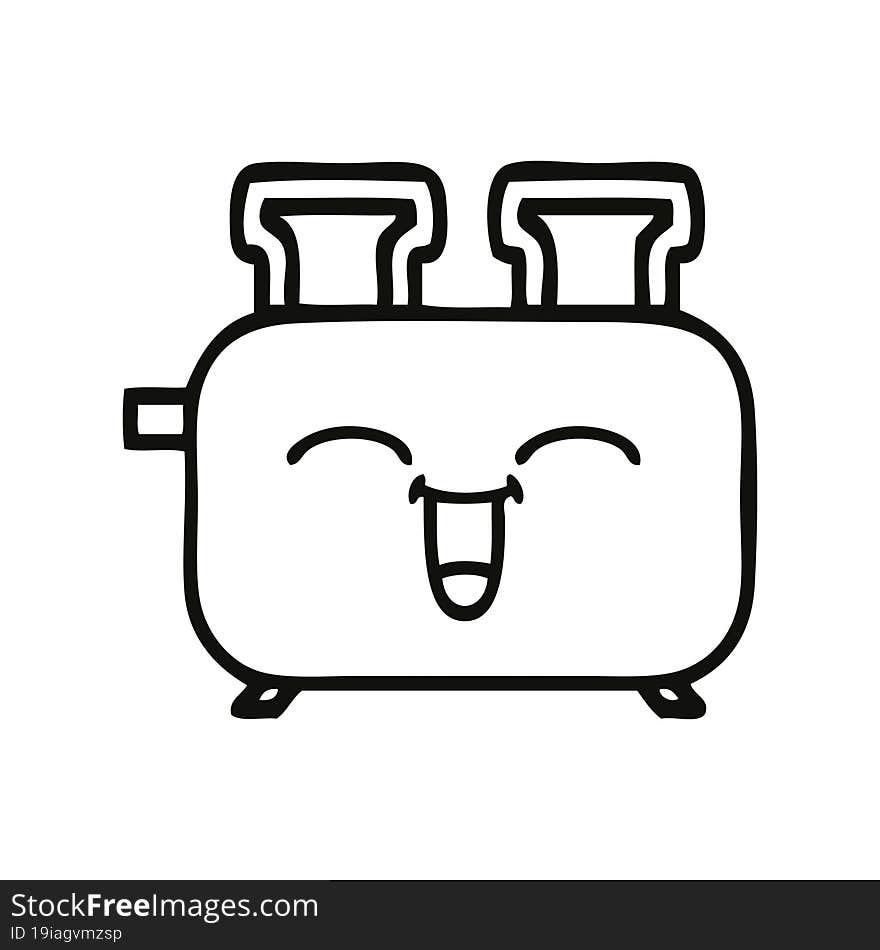 line drawing cartoon of a toaster