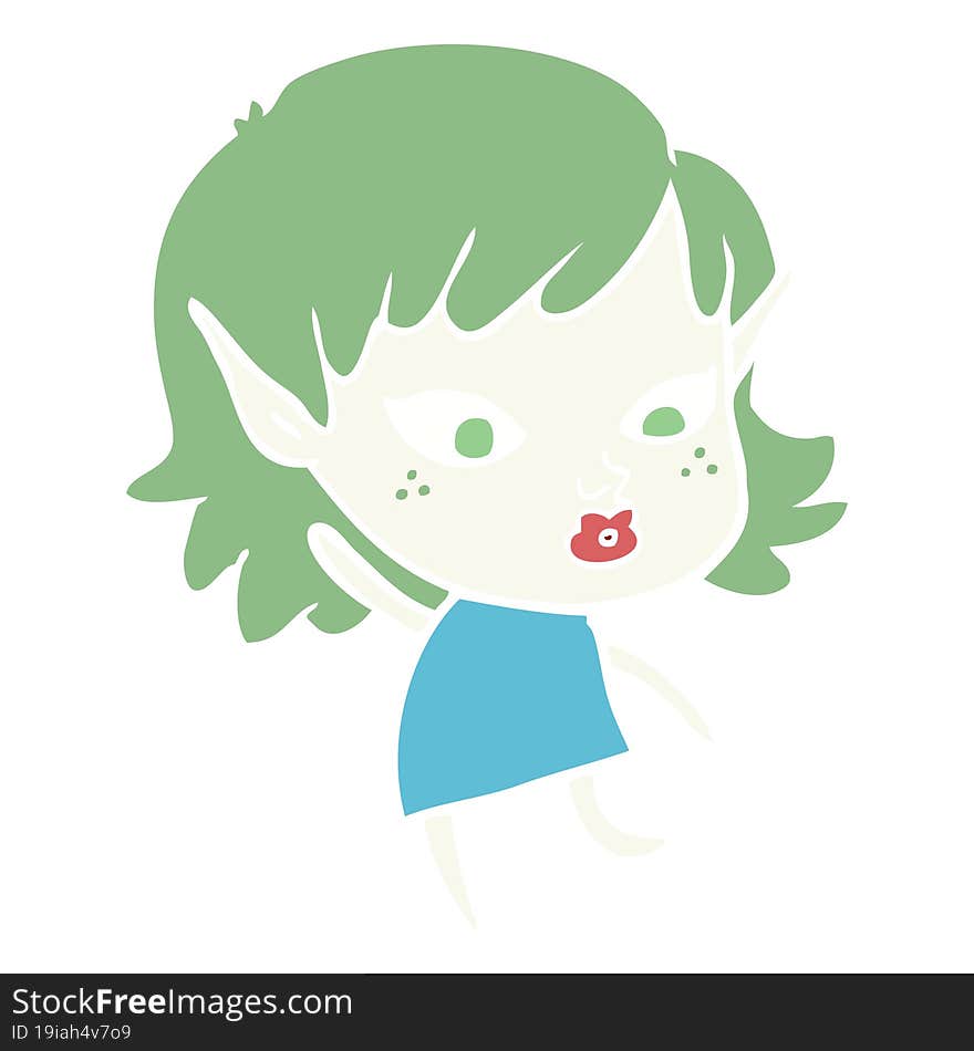 Pretty Flat Color Style Cartoon Elf Girl