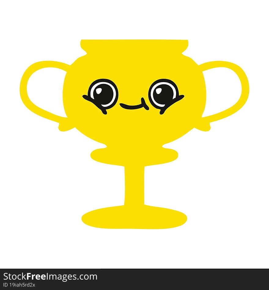 flat color retro cartoon trophy