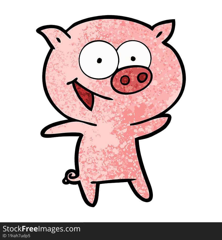 cheerful pig cartoon. cheerful pig cartoon