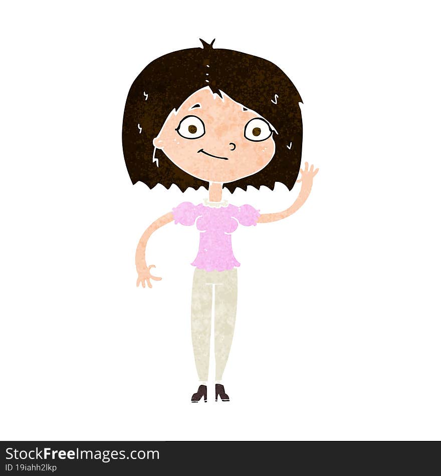 cartoon woman waving