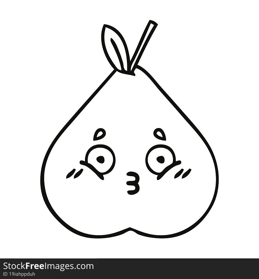 Line Drawing Cartoon Pear