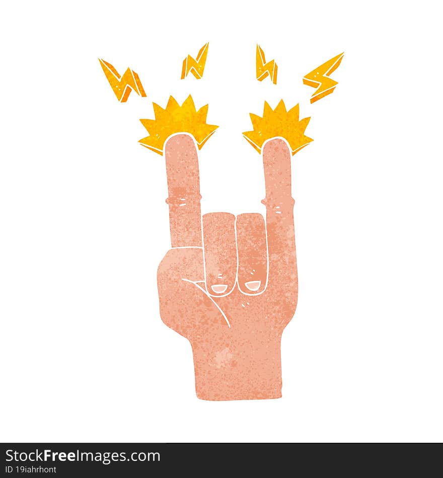 retro cartoon hand making rock symbol