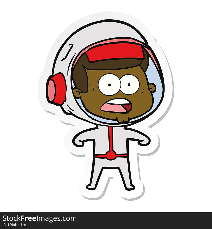 sticker of a cartoon surprised astronaut