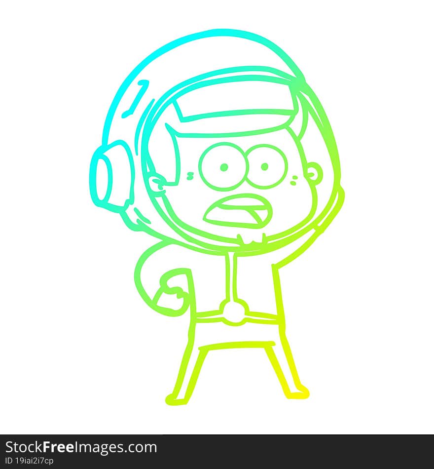 cold gradient line drawing cartoon surprised astronaut