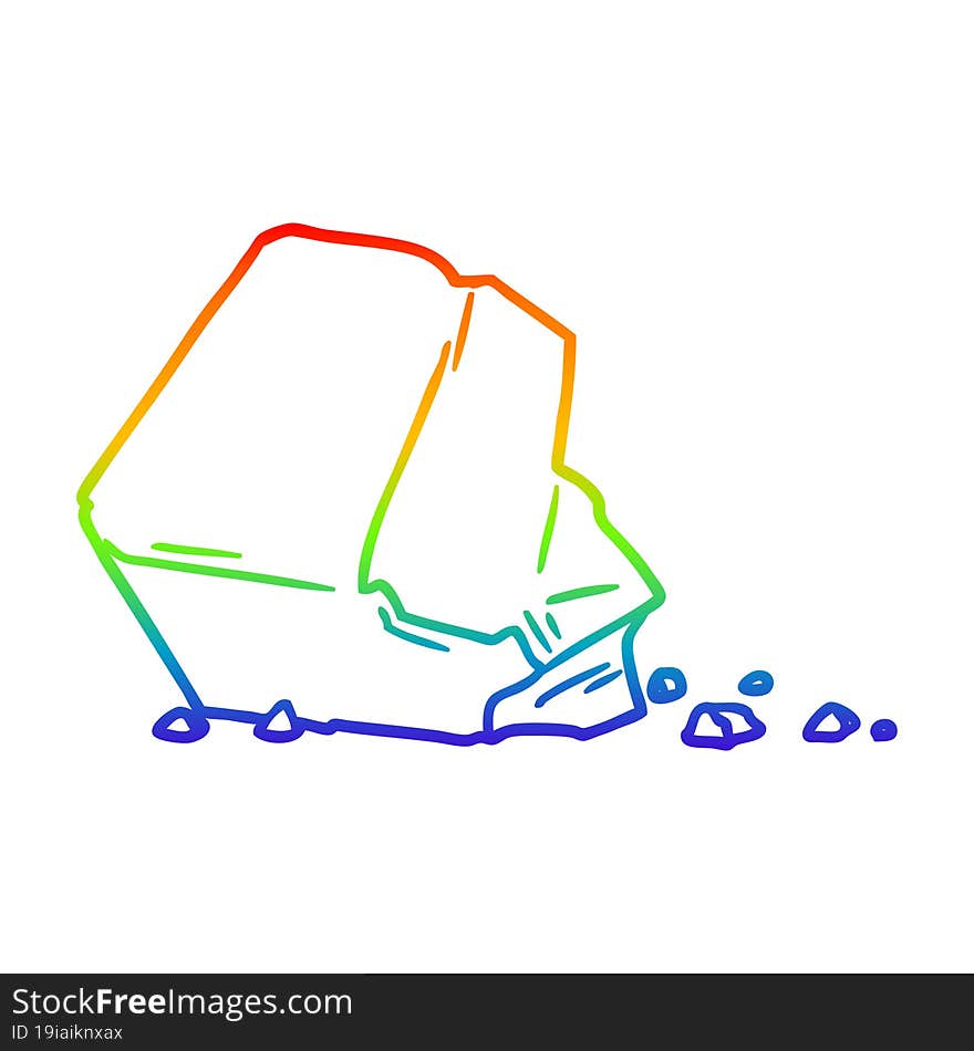 rainbow gradient line drawing cartoon large rock