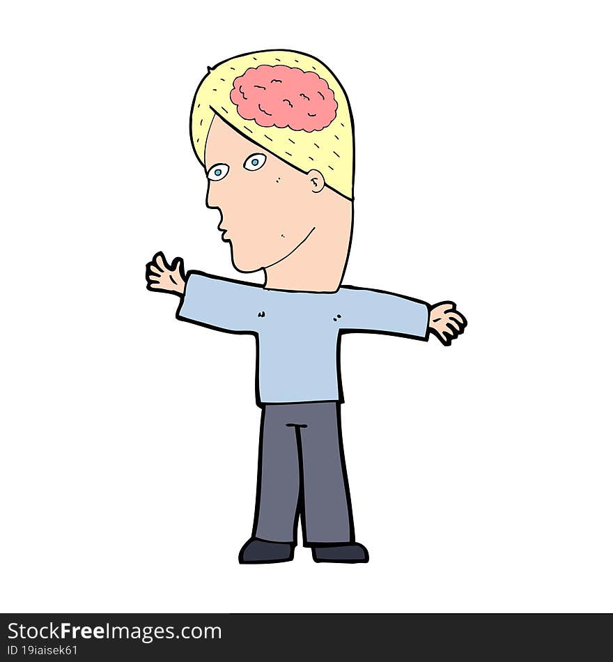 cartoon man with brain