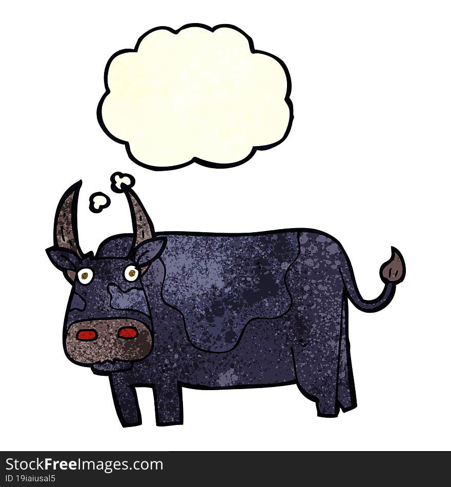 cartoon bull with thought bubble