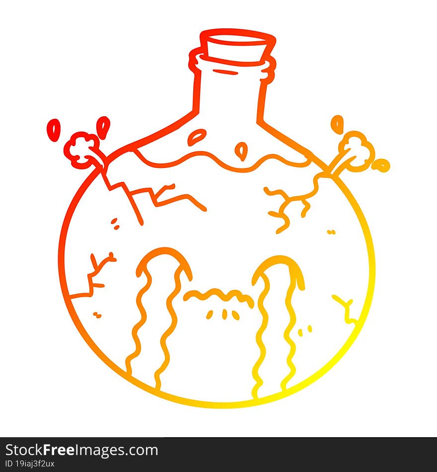 Warm Gradient Line Drawing Cartoon Cracking Potion