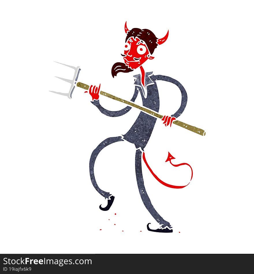 Cartoon Devil With Pitchfork