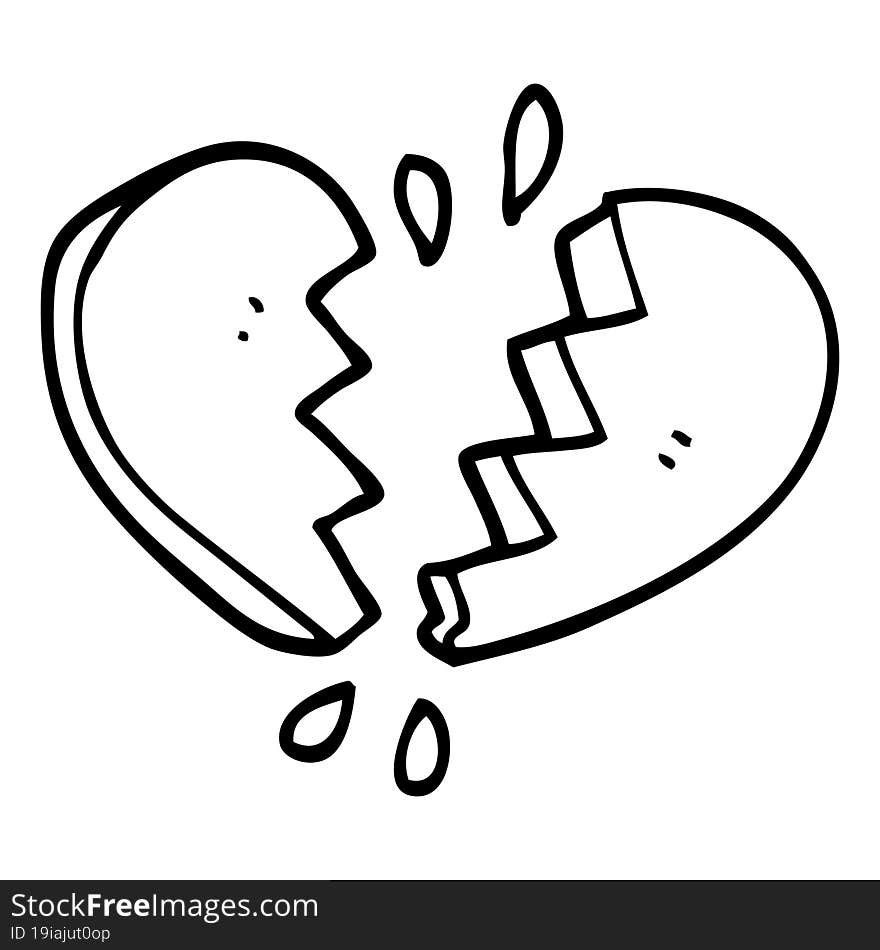 line drawing cartoon broken heart