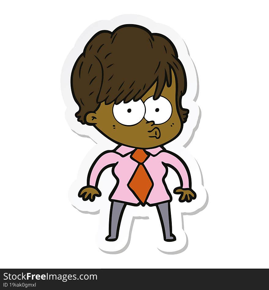 sticker of a cartoon woman