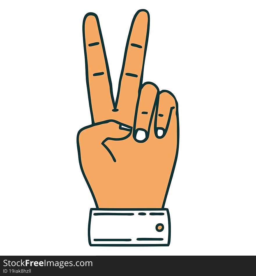 peace symbol two finger hand gesture illustration