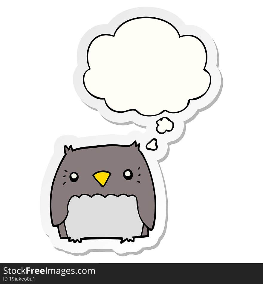 Cute Cartoon Owl And Thought Bubble As A Printed Sticker