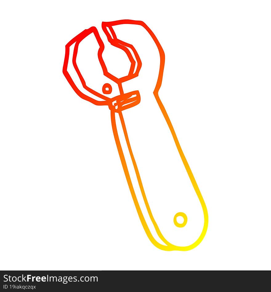 warm gradient line drawing cartoon spanner tool