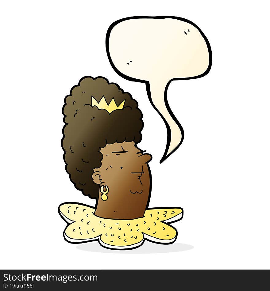 cartoon queen head with speech bubble