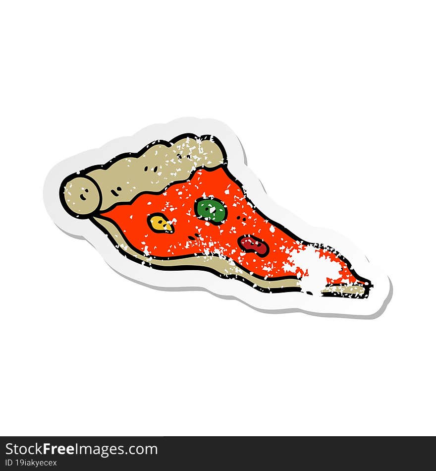 distressed sticker of a cartoon pizza