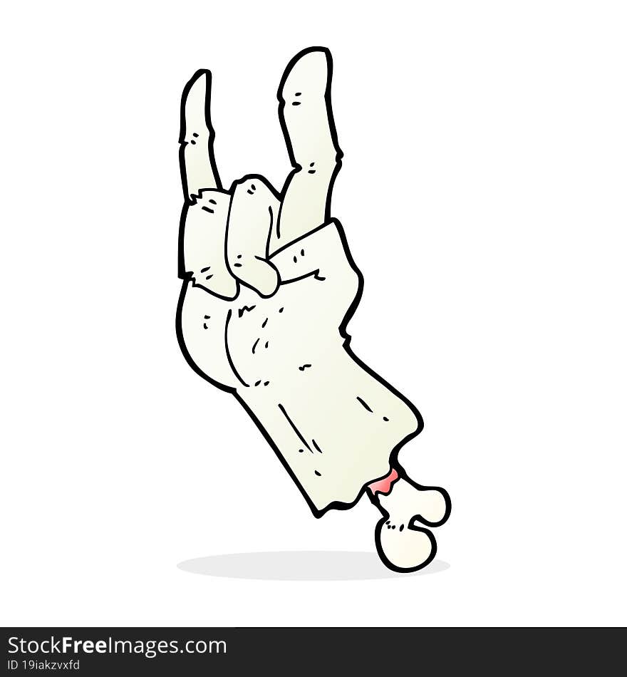 cartoon zombie hand making rock symbol