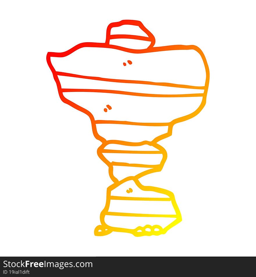 warm gradient line drawing of a cartoon of stacked stone