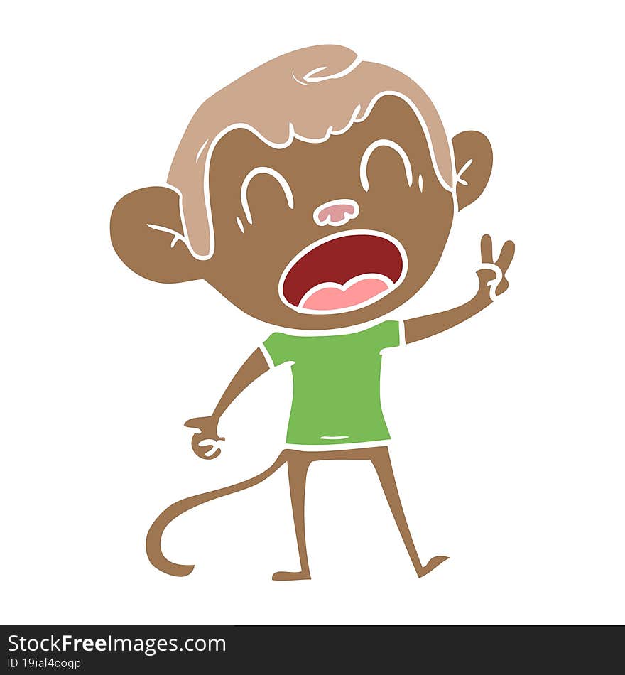 shouting flat color style cartoon monkey