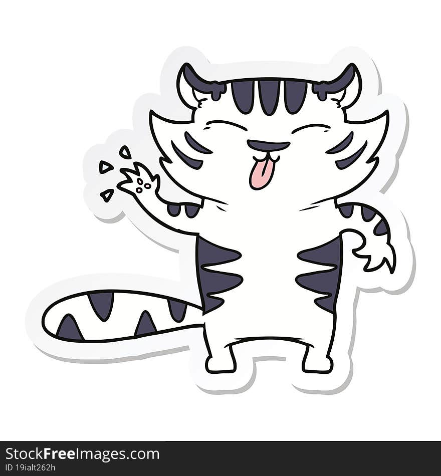 Sticker Of A Cartoon White Tiger