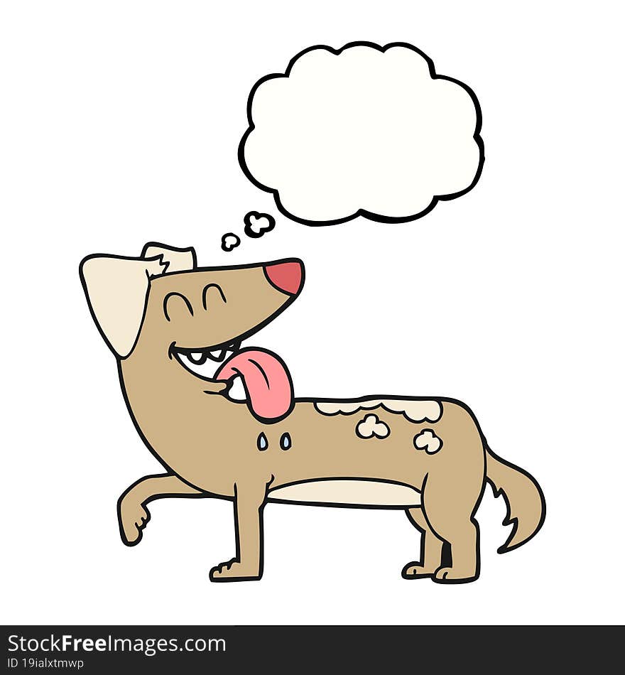 thought bubble cartoon panting dog