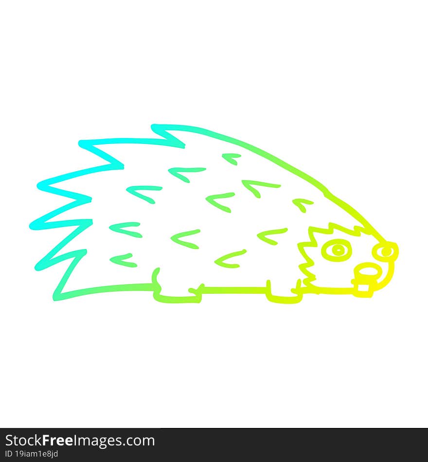 cold gradient line drawing cartoon spiky hedgehog