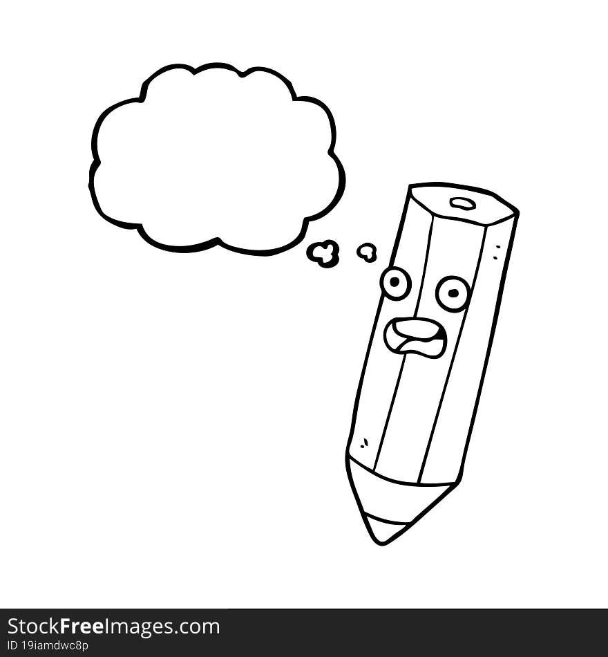 happy thought bubble cartoon pencil