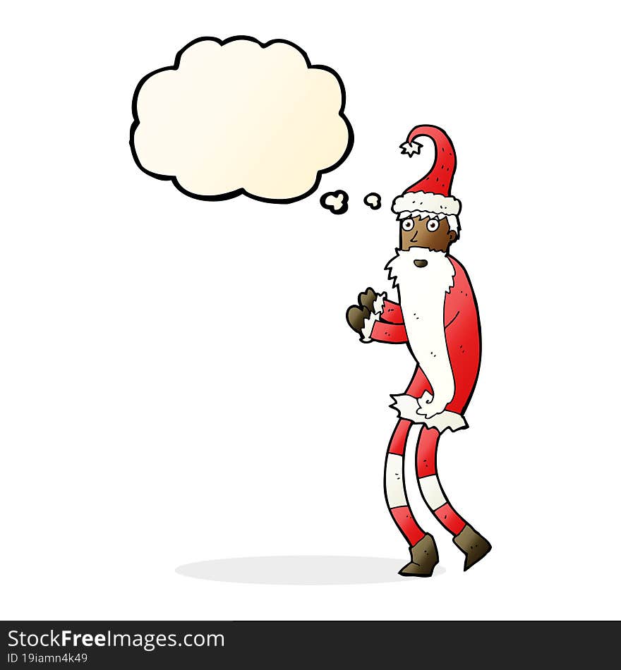 cartoon santa claus with thought bubble