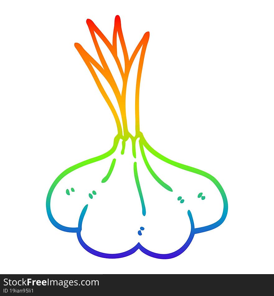 rainbow gradient line drawing cartoon garlic bulb