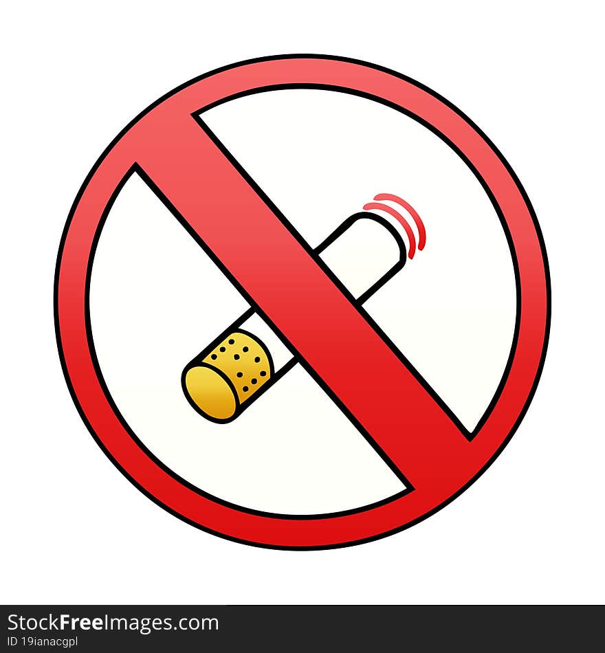 Gradient Shaded Cartoon No Smoking Allowed Sign