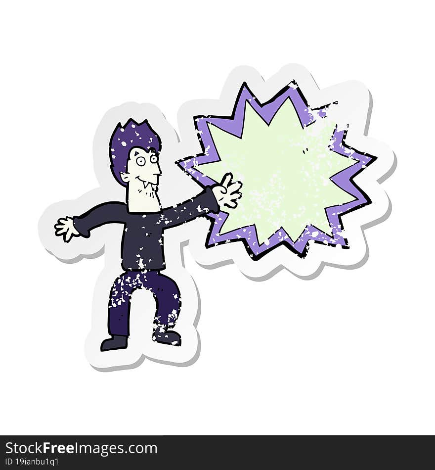 retro distressed sticker of a cartoon spooky vampire