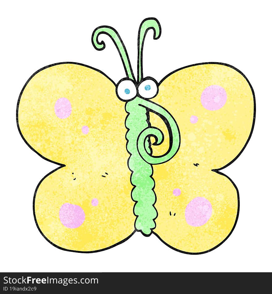 freehand textured cartoon butterfly