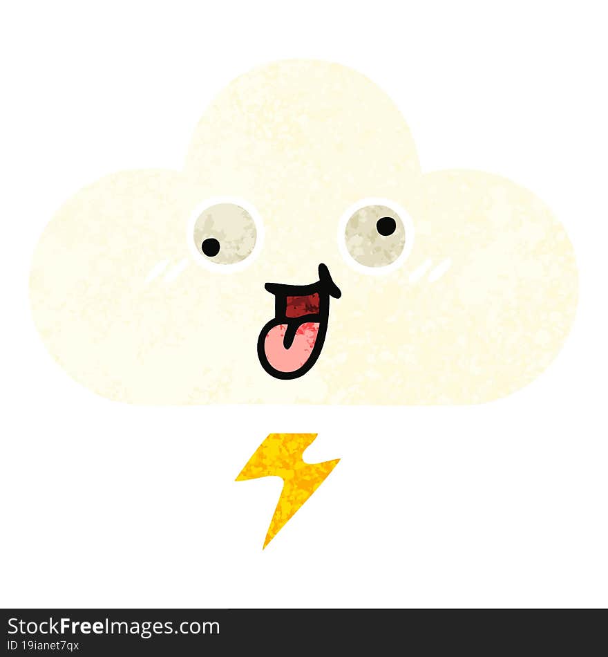 retro illustration style cartoon of a storm cloud