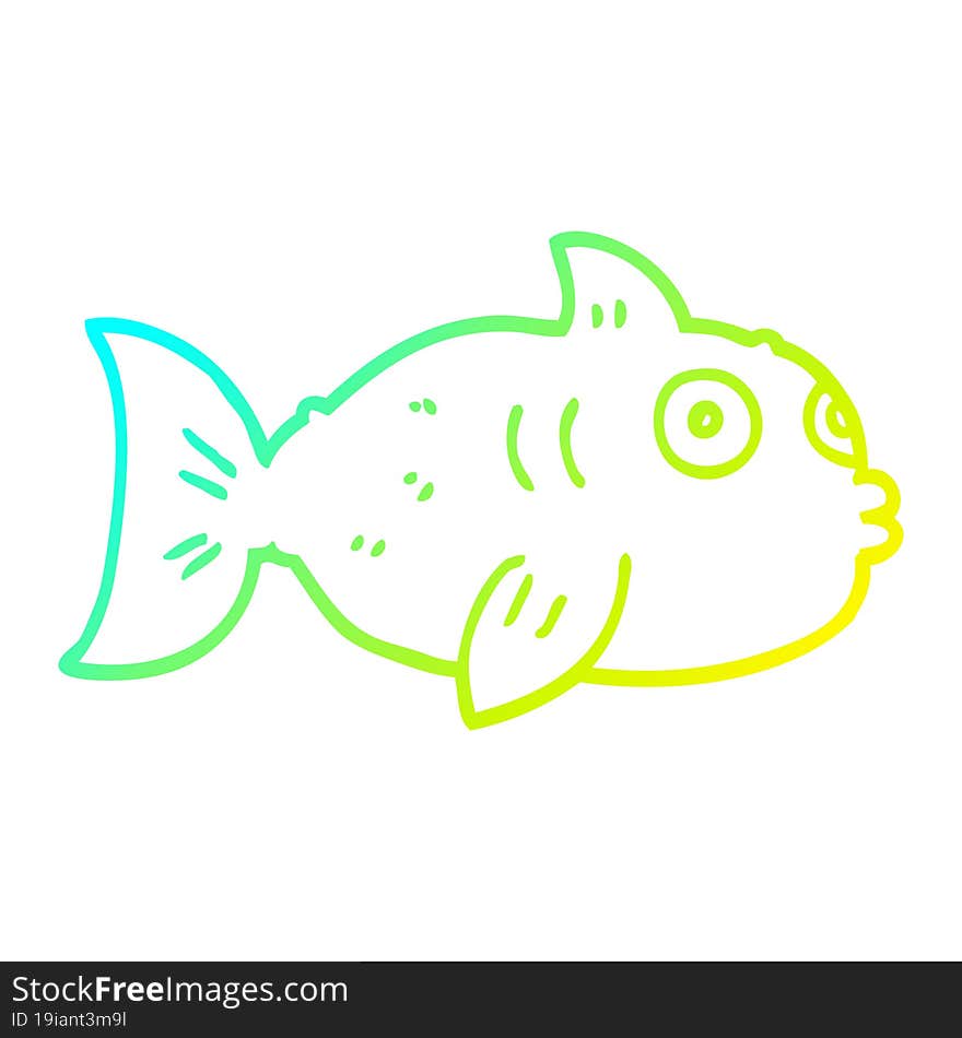 cold gradient line drawing cartoon fish