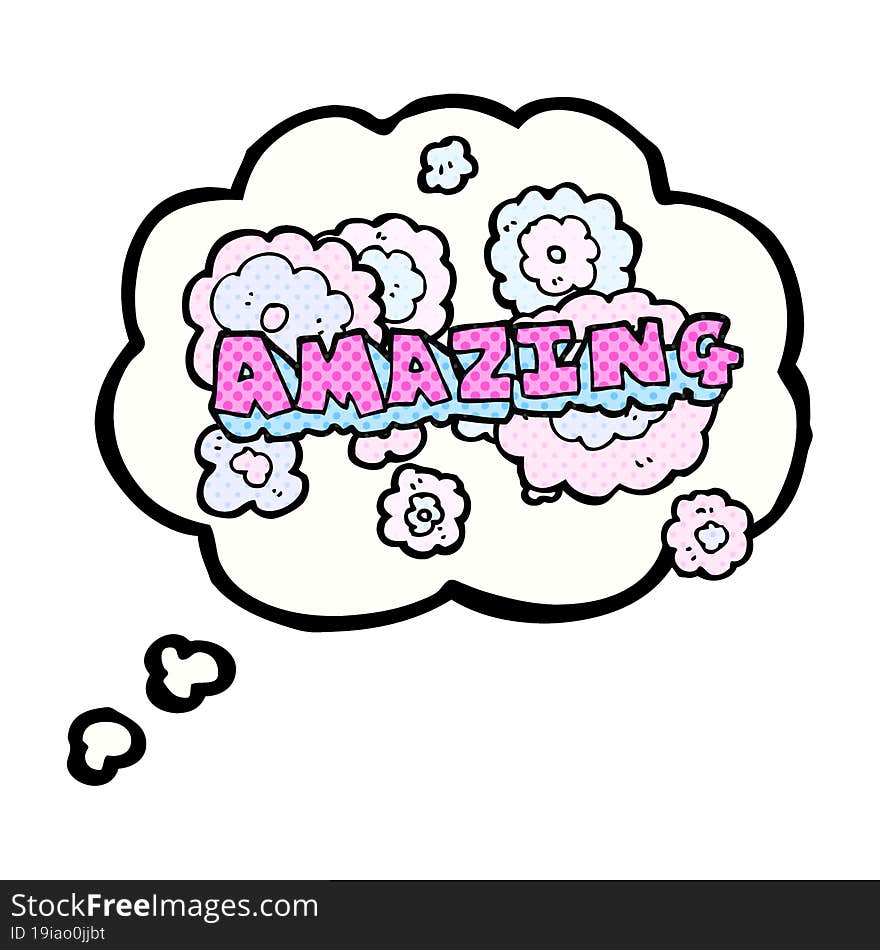 thought bubble cartoon amazing word