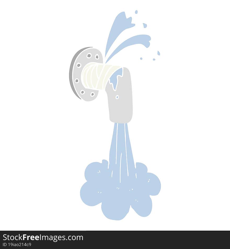 flat color illustration of a cartoon leaky pipe