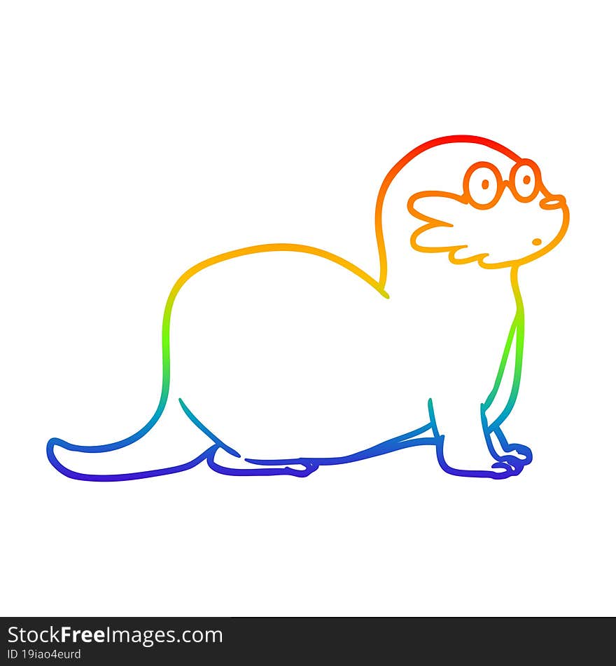 rainbow gradient line drawing cartoon otter