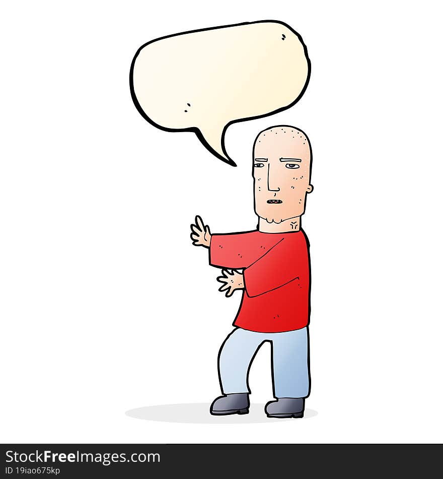 Cartoon Tough Man  With Speech Bubble