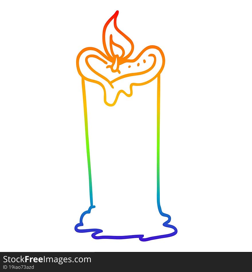 rainbow gradient line drawing cartoon candle