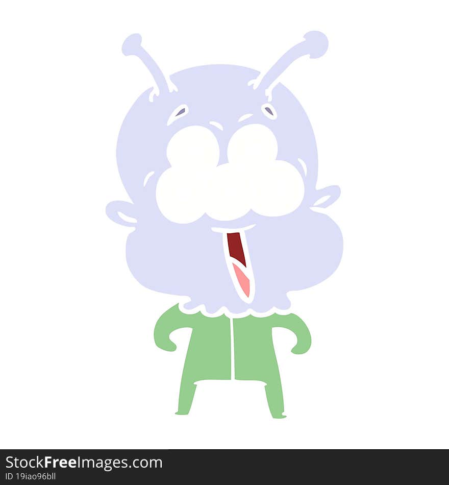 happy flat color style cartoon alien