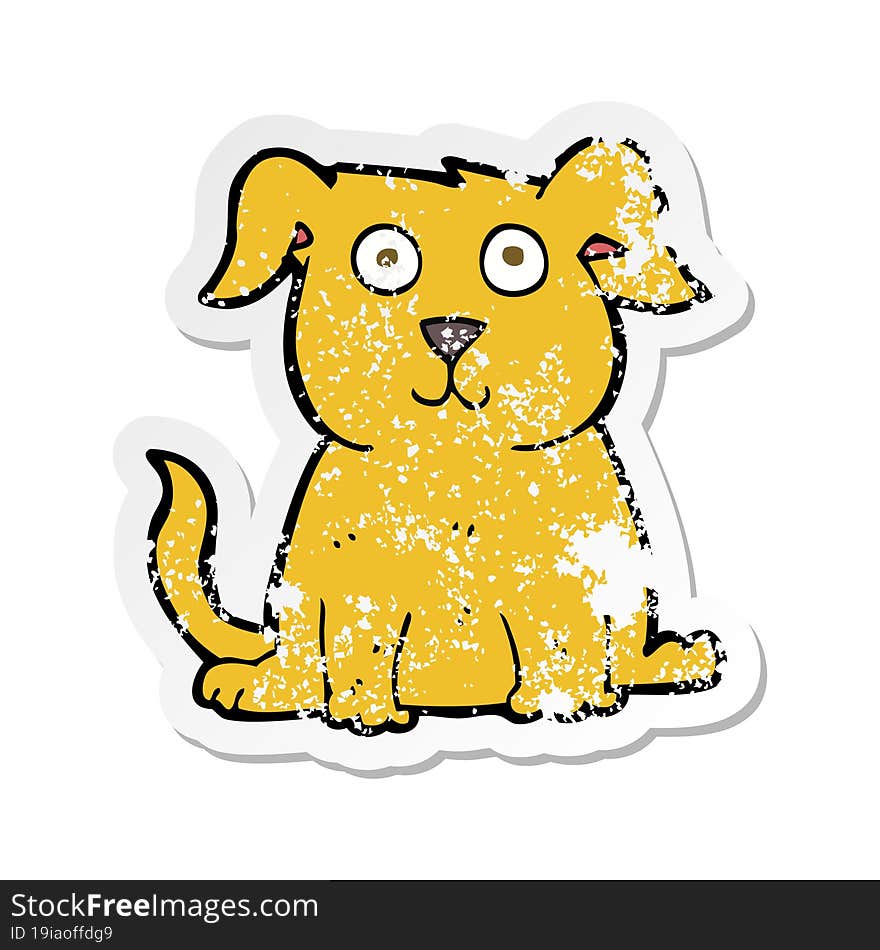 Retro Distressed Sticker Of A Cartoon Happy Dog