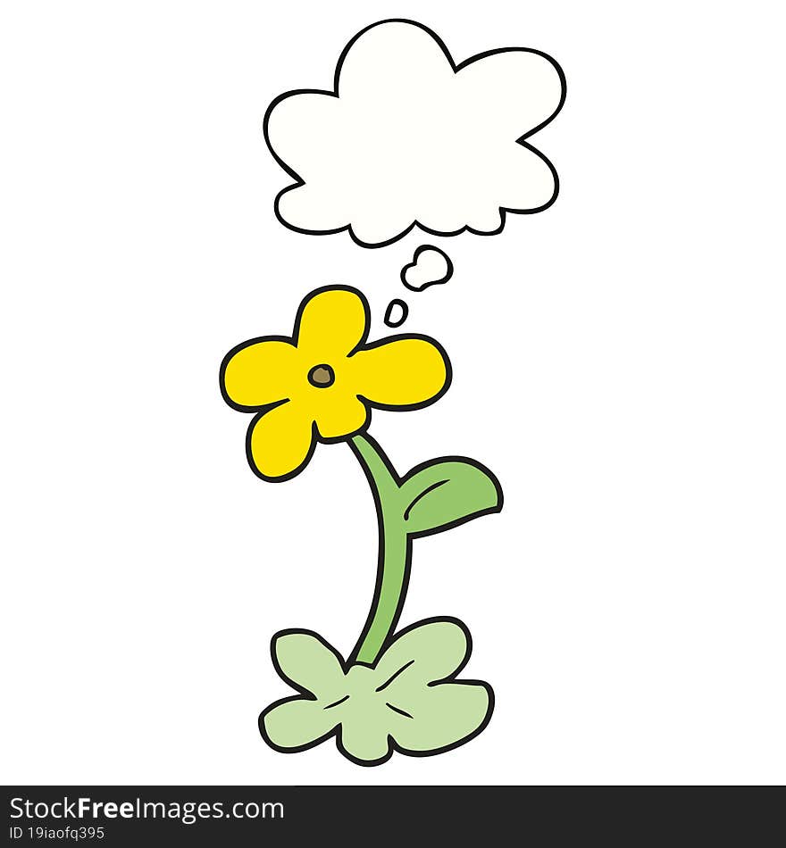 cartoon flower and thought bubble