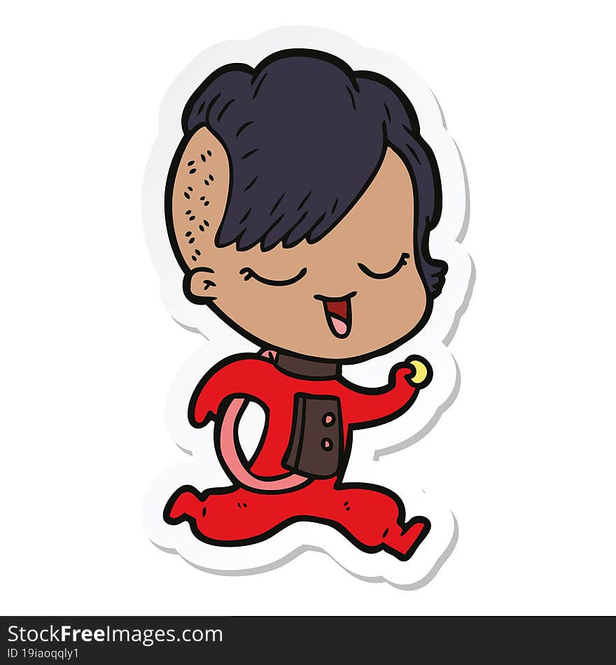 sticker of a happy cartoon girl