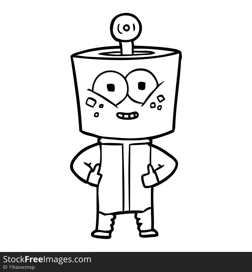 happy cartoon robot. happy cartoon robot