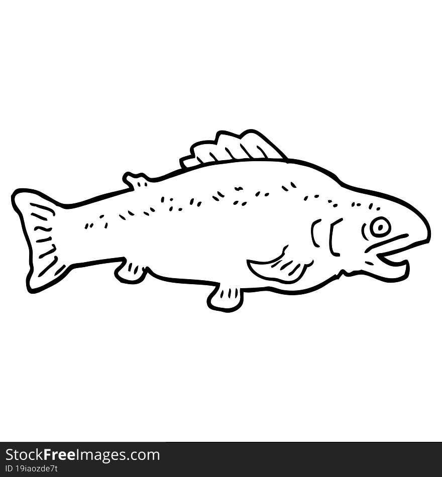 black and white cartoon large fish