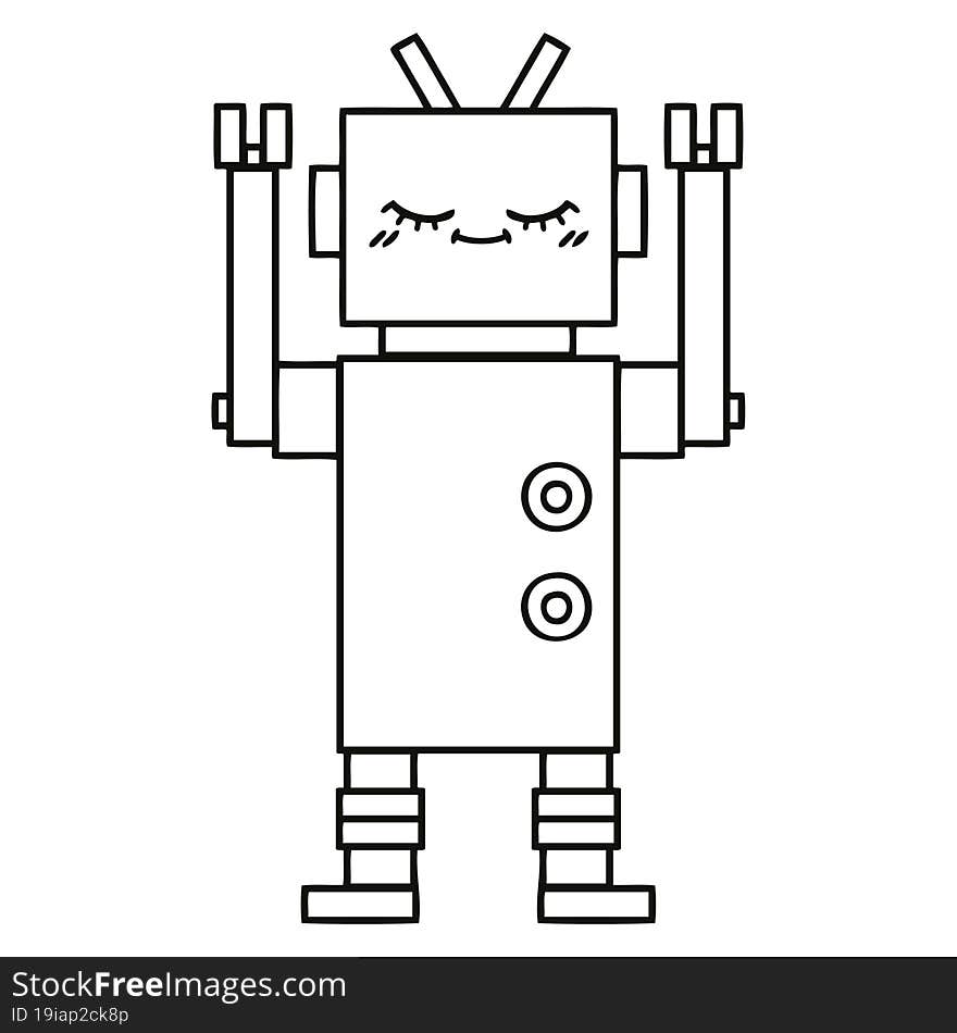 line drawing cartoon of a robot. line drawing cartoon of a robot