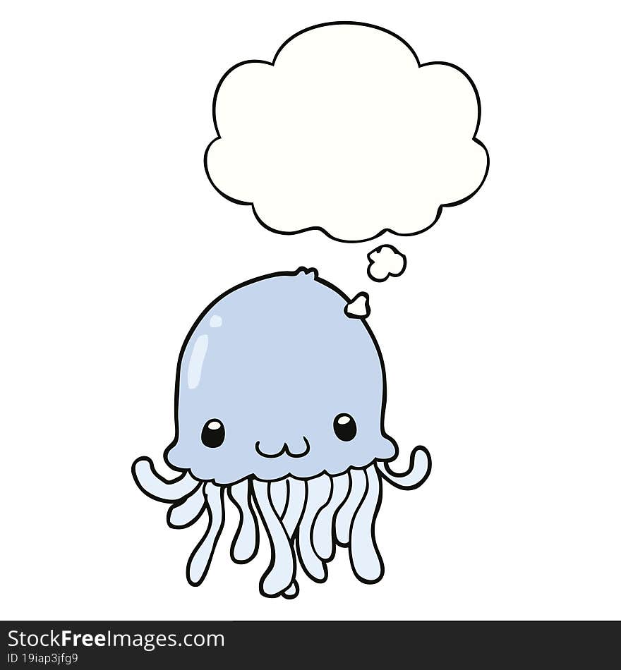 cartoon jellyfish and thought bubble