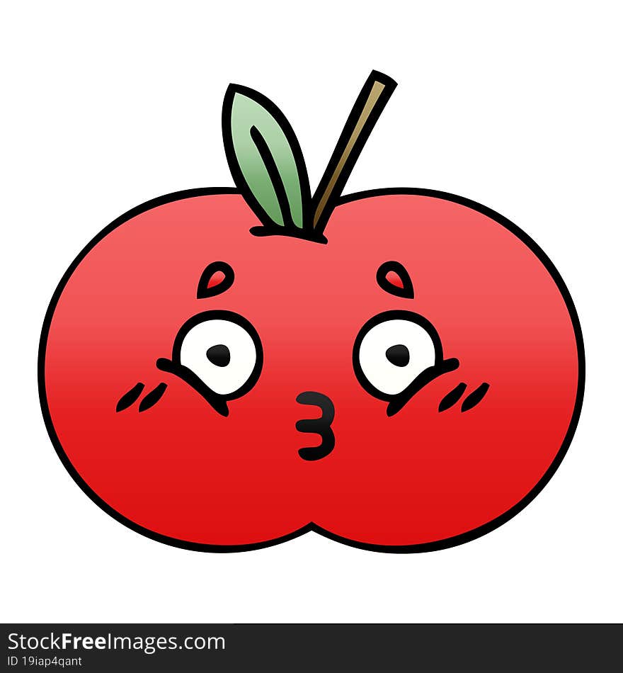 gradient shaded cartoon red apple